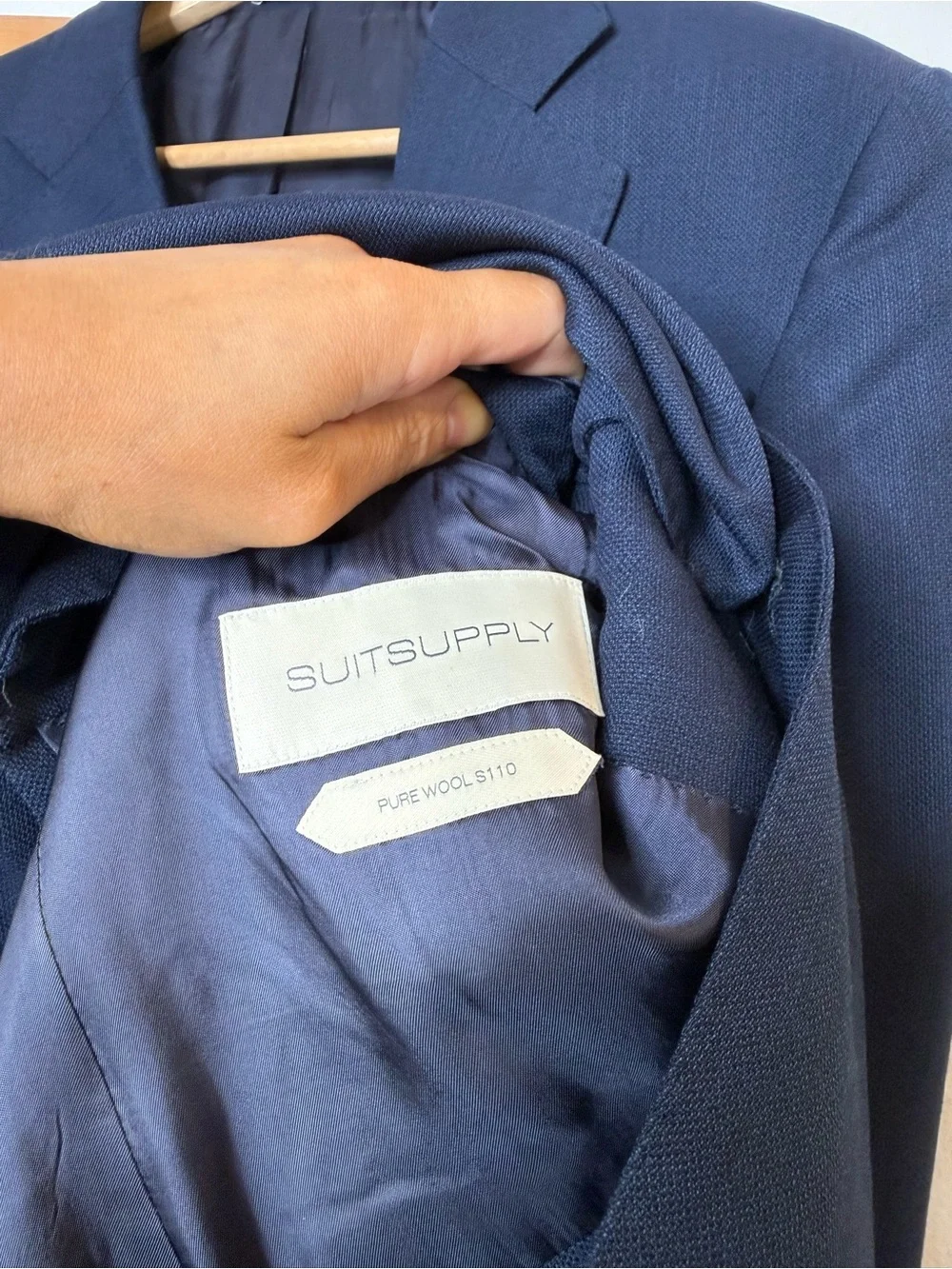 Suit Supply Lazio Single Breasted Slim Cut 100% Reda Wool Navy Blue Sport Coat